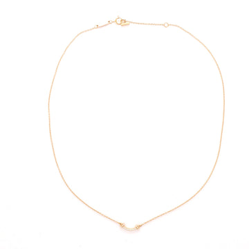Tiffany & Co. T Smile Pendant 18K Rose Gold with Diamonds Mini Necklace