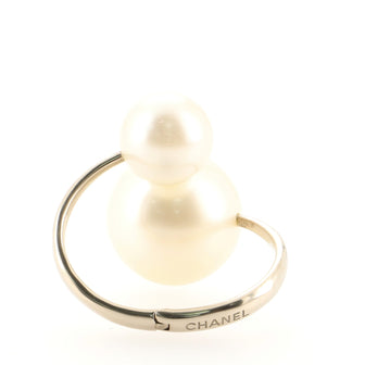 Chanel Double Pearl Cuff Metal and Faux Pearls Bracelet