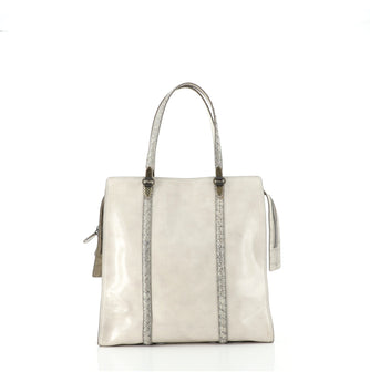 Bottega Veneta Tote Patent with Intrecciato Snakeskin Detail Tall