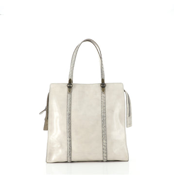 Bottega Veneta Tote Patent with Intrecciato Snakeskin Detail Tall