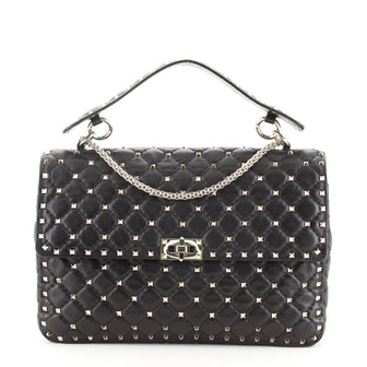 Valentino Rockstud Spike Flap Bag Quilted Leather Large
