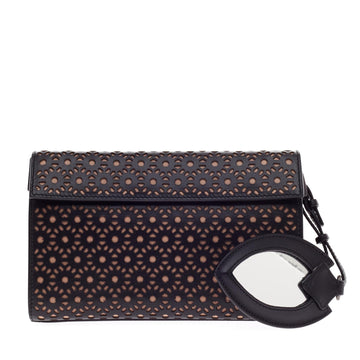 Alaia Laser-Cut Clutch Leather