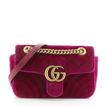 Gucci GG Marmont Flap Bag Matelasse Velvet Mini