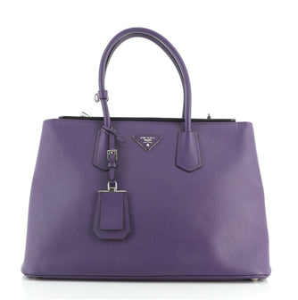 Prada Turnlock Cuir Twin Tote Saffiano Leather Medium