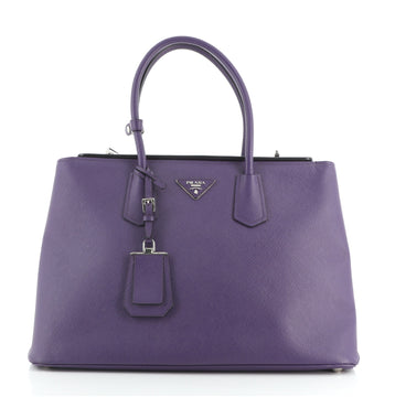 Prada Turnlock Cuir Twin Tote Saffiano Leather Medium