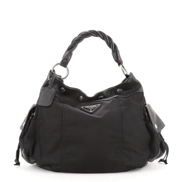 Prada Braided Handle Hobo Tessuto with Leather Large