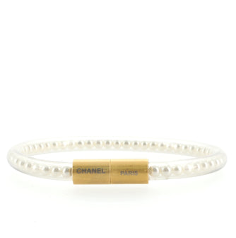 Chanel Tube Faux Pearl and Vinyl Bracelet