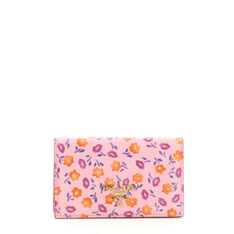 Prada St. Floral Card Case Printed Saffiano