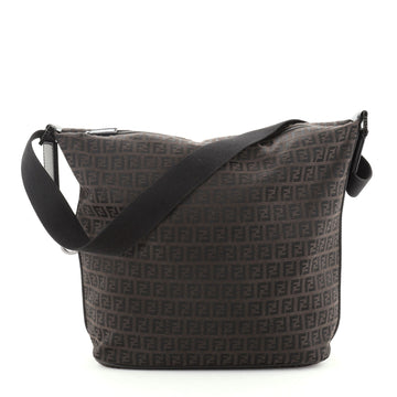 Fendi Vintage Zip Messenger Bag Zucchino Canvas Medium