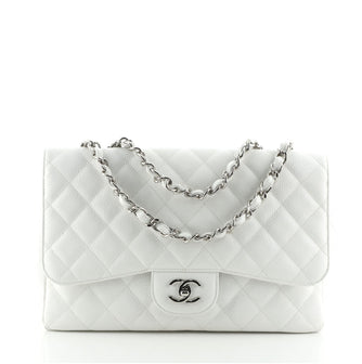 Chanel Vintage Square Classic Single Flap Bag Quilted Caviar Jumbo