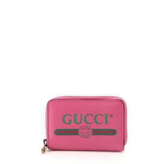 Gucci Logo Zip Card Case Leather