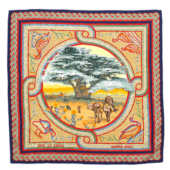Hermes Sous Le Cedre Scarf Printed Silk 90