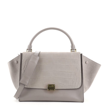Celine Trapeze Bag Crocodile Embossed Nubuck Medium