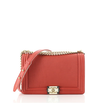 Chanel Boy Flap Bag Cube Embossed Lambskin Old Medium