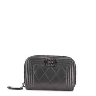 Chanel Boy Zip Coin Purse Quilted Caviar Small