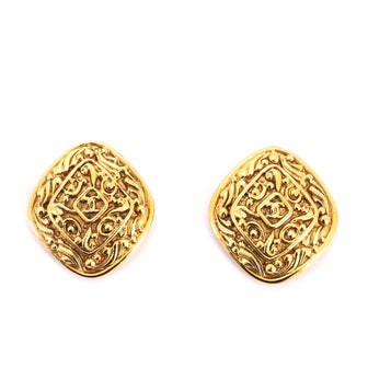Chanel Square CC Clip On Metal Earrings