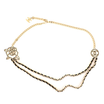 Chanel CC Logo and Rose Chain Belt Metal with Crystal