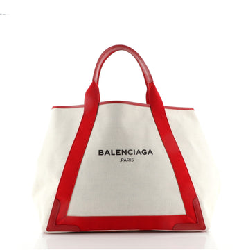 Balenciaga Navy Cabas Canvas with Leather Medium