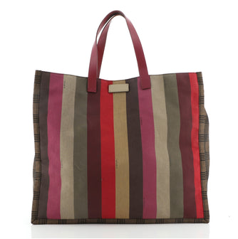 Fendi Pequin Shopping Tote Canvas Large