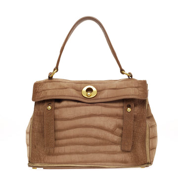 Saint Laurent Muse Two Crocodile Embossed Suede Medium