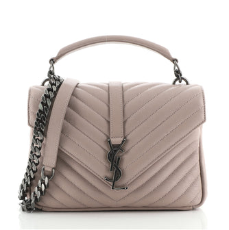 Saint Laurent Classic Monogram College Bag Matelasse Chevron Leather Medium