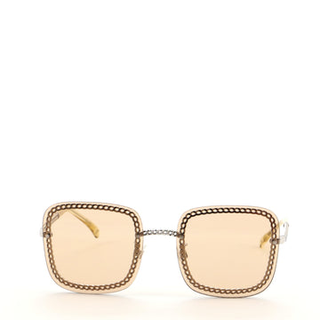 Chanel Chain Frame Square Sunglasses with Chain Metal