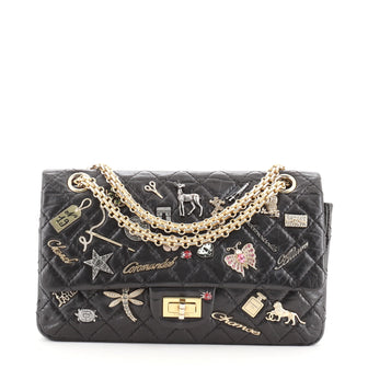Chanel Aged Calfskin Lucky Charms 2.55 Reissue 225 Flap Black