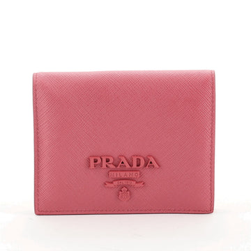 Prada Monochrome Compact Flap Wallet Saffiano Leather