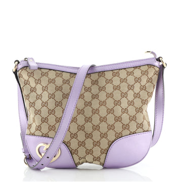Gucci Lovely Hearts Interlocking G Crossbody Bag GG Canvas with Leather