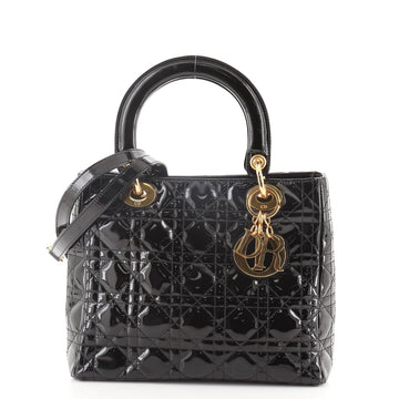 Christian Dior Vintage Lady Dior Bag Cannage Quilt Patent Medium