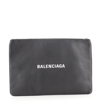 Balenciaga Everyday Logo Pouch Printed Leather Large