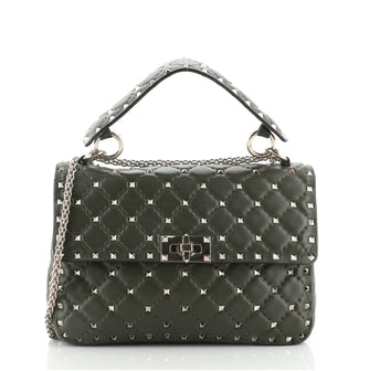 Valentino Rockstud Spike Flap Bag Quilted Leather Medium