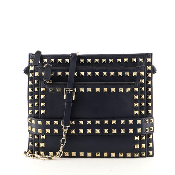 Valentino Rockstud Triple Zip Crossbody Leather