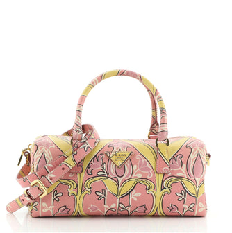 Prada Convertible Bauletto Bag Printed Saffiano Medium