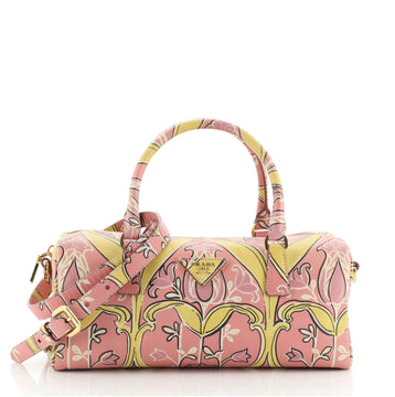 Prada Convertible Bauletto Bag Printed Saffiano Medium