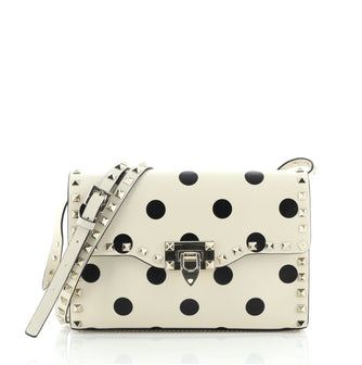 Valentino Rockstud Flip Lock Flap Bag Printed Leather Medium