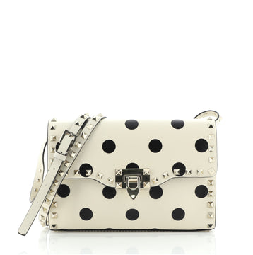 Valentino Rockstud Flip Lock Flap Bag Printed Leather Medium