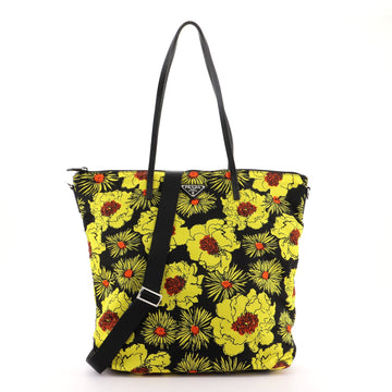 Prada Convertible Tote Printed Tessuto with Saffiano Large