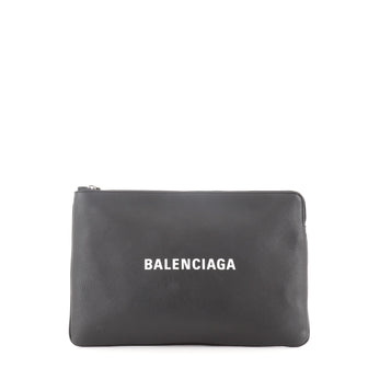 Balenciaga Everyday Logo Pouch Printed Leather Large