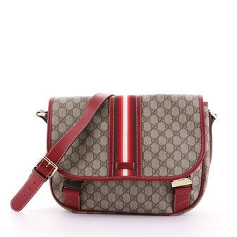 Gucci Double Buckle Web Messenger GG Coated Canvas Medium