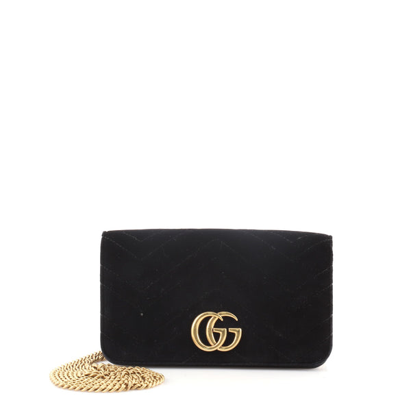 Gucci GG Marmont Velvet Supermini Bag in Black