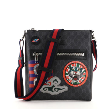 Gucci Night Courrier Zip Messenger GG Coated Canvas with Applique Medium