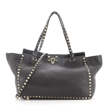 Valentino Rockstud Tote Pebbled Leather Medium