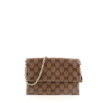 Gucci Charm Chain Wallet GG Coated Canvas Small