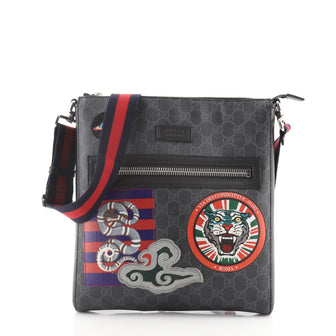 Gucci Night Courrier Zip Messenger GG Coated Canvas with Applique Medium