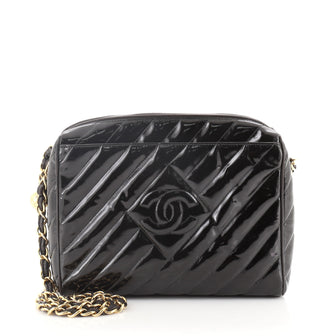 Chanel Vintage Diamond CC Camera Bag	Diagonal Quilted Patent Small