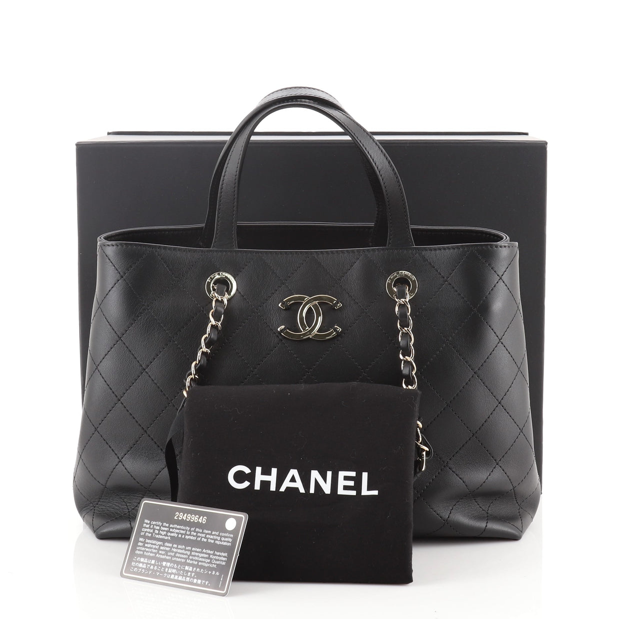 Chanel CC Shopping Tote Stitched Calfskin Large Black 65759250