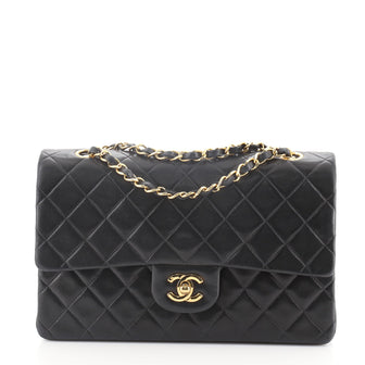 Chanel Vintage Classic Double Flap Bag Quilted Lambskin Medium