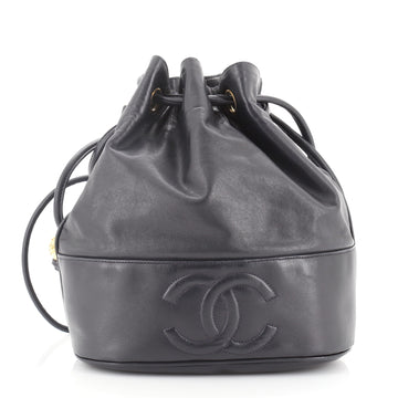 Chanel Vintage CC Drawstring Bucket Bag Lambskin Small