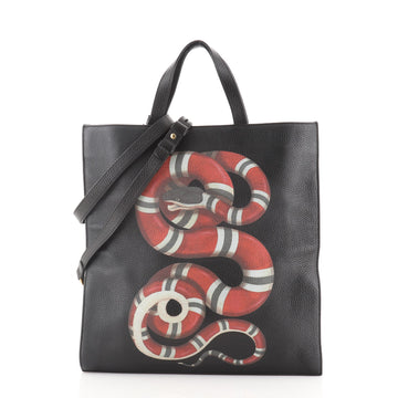 Gucci Web and Snake Convertible Soft Open Tote Printed Leather Tall